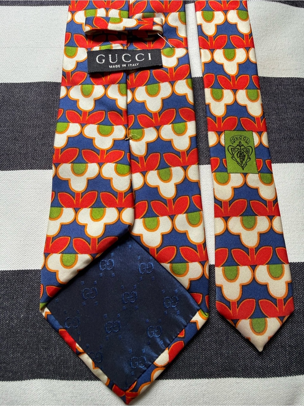 Rare Gucci Pop Art Multicolor Red Blue Green Geometric Silk Tie - Picture 5 of 16